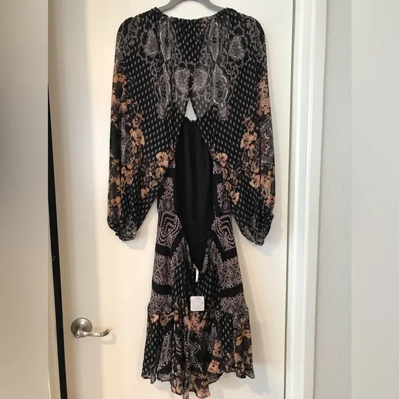 NWT Free People Seven Wonders Black and Multicolored Mini Dress Size L - Picture 7 of 12
